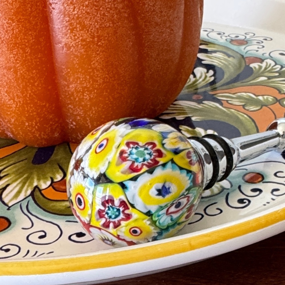 Vintage Millefiori Murano Style Multicolor Glass Bottle Stopper - Picture 3 of 9